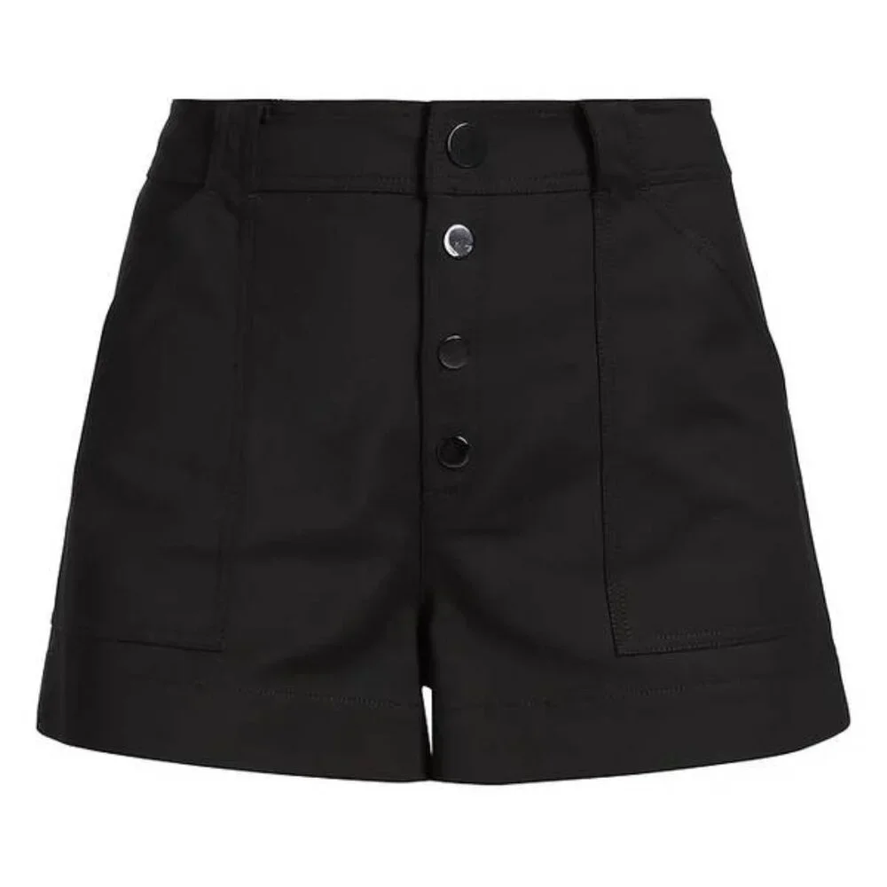 Ramy Brook Roberta Black Button Front Shorts | Size 10 | NWT | Tailored